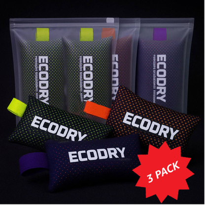3Pack of Reusable Moisture Absorbing Bags for Footwear and Sports Gear